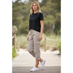 Abercrombie & Fitch Tan Khaki Drawstring Vintage Cargo Jogger Pants Women Size S